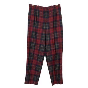 Toby VTG Plaid Tartan High Waisted Pants 14 Womens Red Green USA Trousers